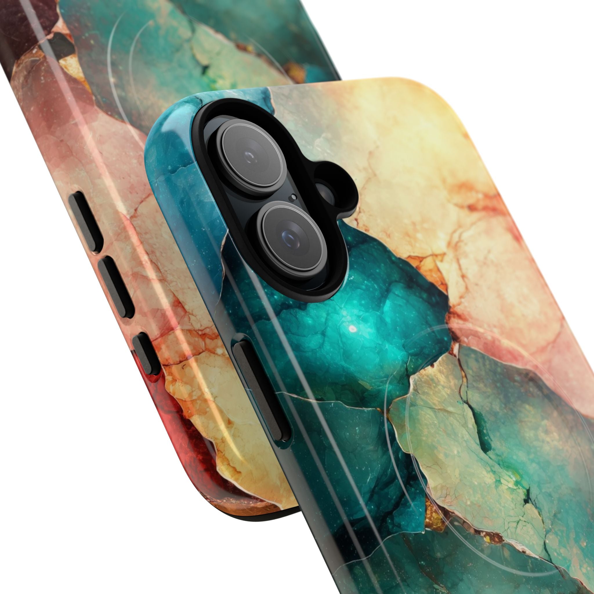 Teal Mosaic Veins iPhone 16 Plus Case - Tough+