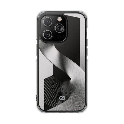 Grey Impact MagSafe Phone Case for iPhone - Obsidian Moiré Wave