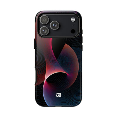 Black Tough Phone Case for iPhone - Cobalt Crimson Flux