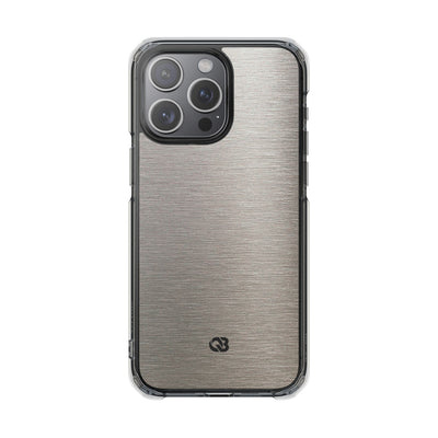 Brushed Silver Alloy · Clear Impact Magnetic Phone Case for iPhone ·  Silver
