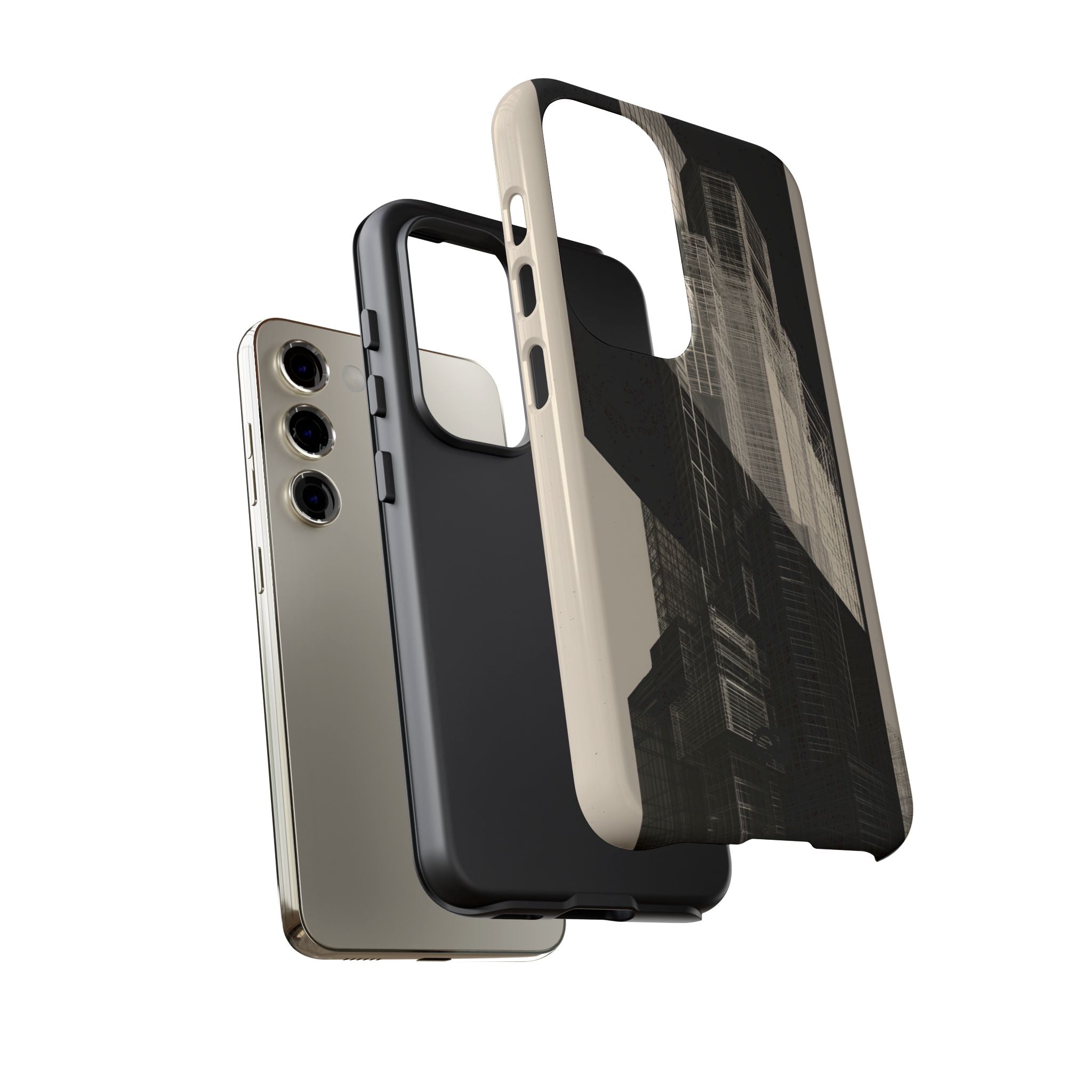 Beige Tough Phone Case for Samsung - Monolith Urban Grid
