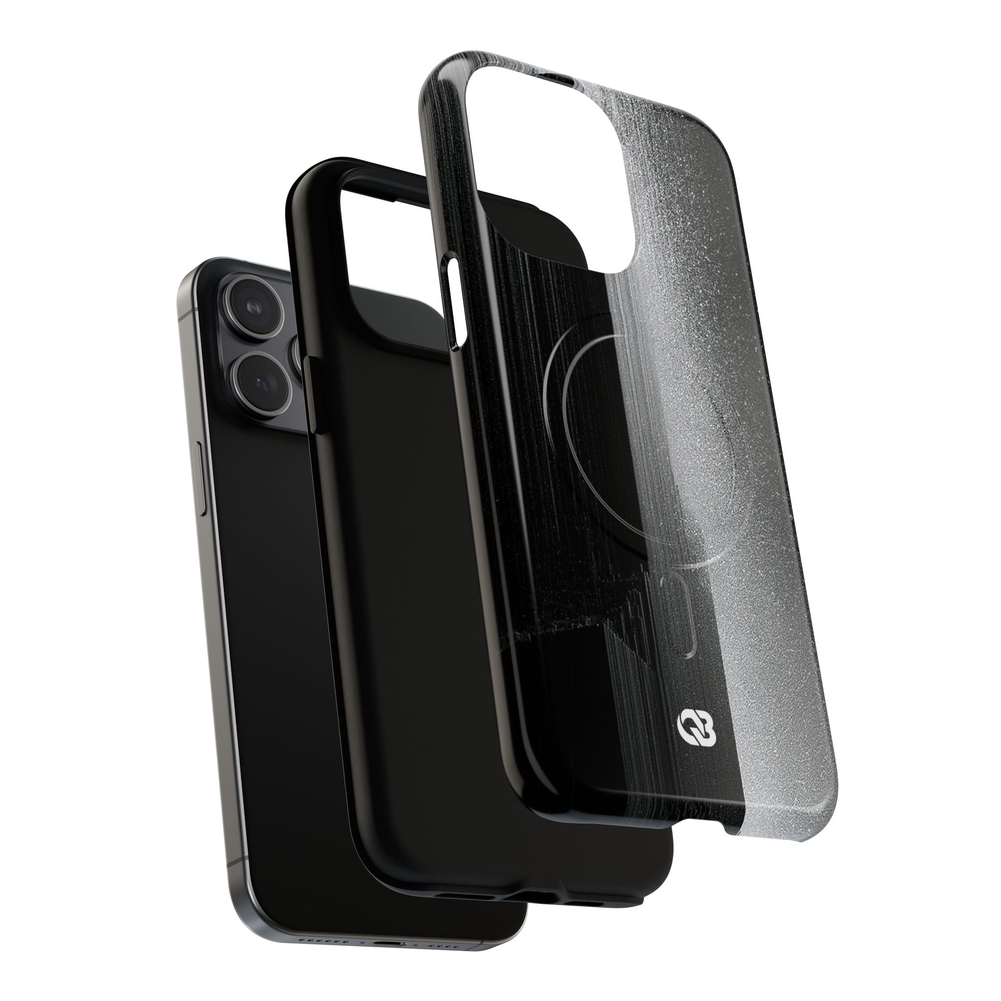 Black Tough 2.0 Magsafe Phone Case for iPhone - Brutalist Pixel Monolith