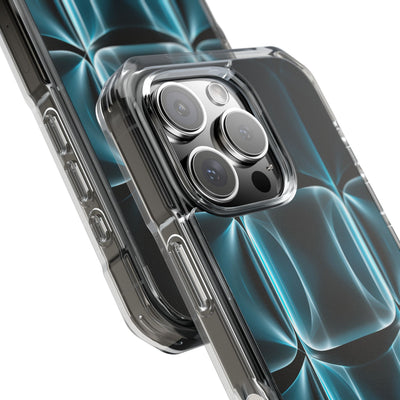 Translucent Cyber Grid · Clear Impact Magnetic Phone Case for iPhone ·  Teal