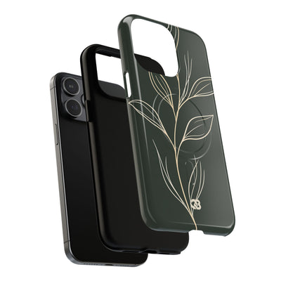 Minimal Botanical Stem · Tough 2.0 Magnetic Phone Case for iPhone · Green