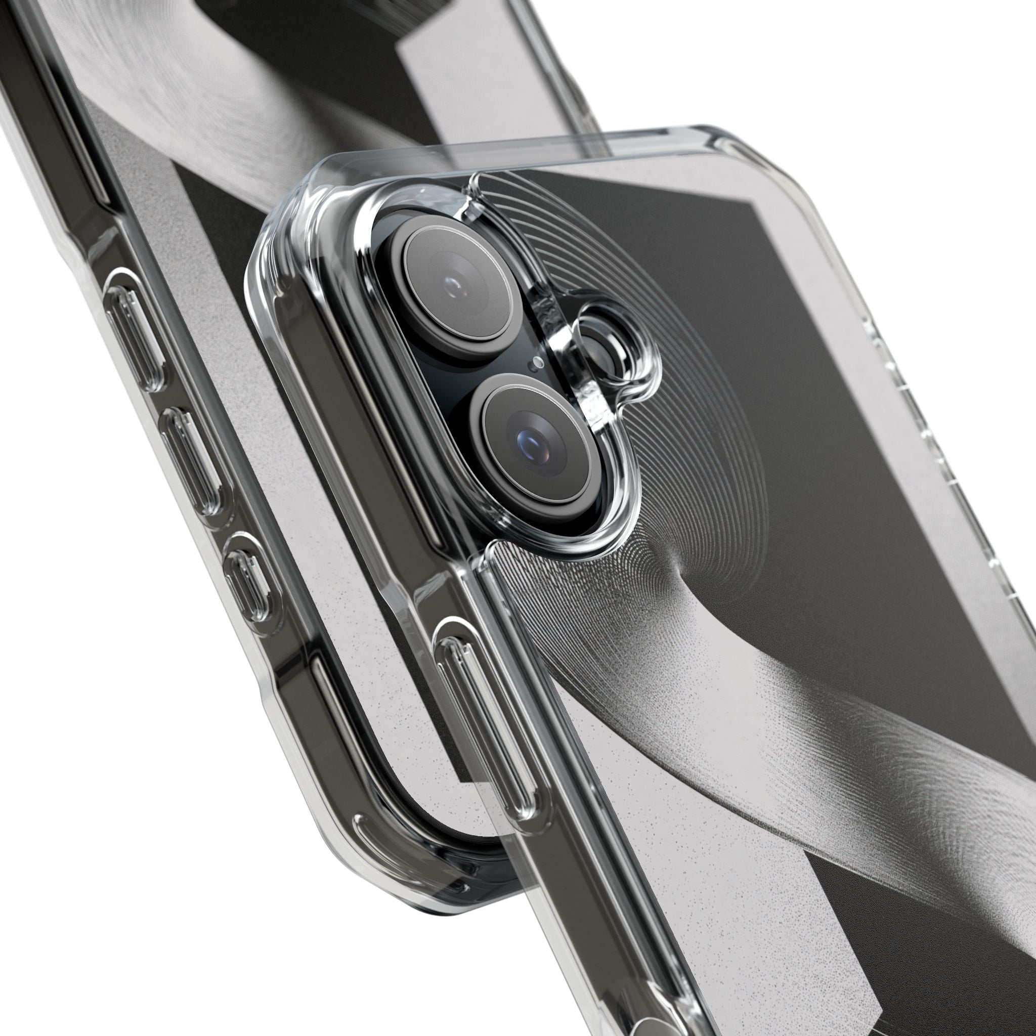 Grey Impact MagSafe Phone Case for iPhone - Obsidian Moiré Wave