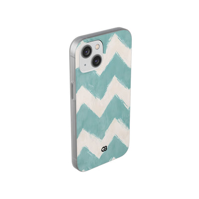 Teal Painted Chevron · Soft Phone Case for iPhone