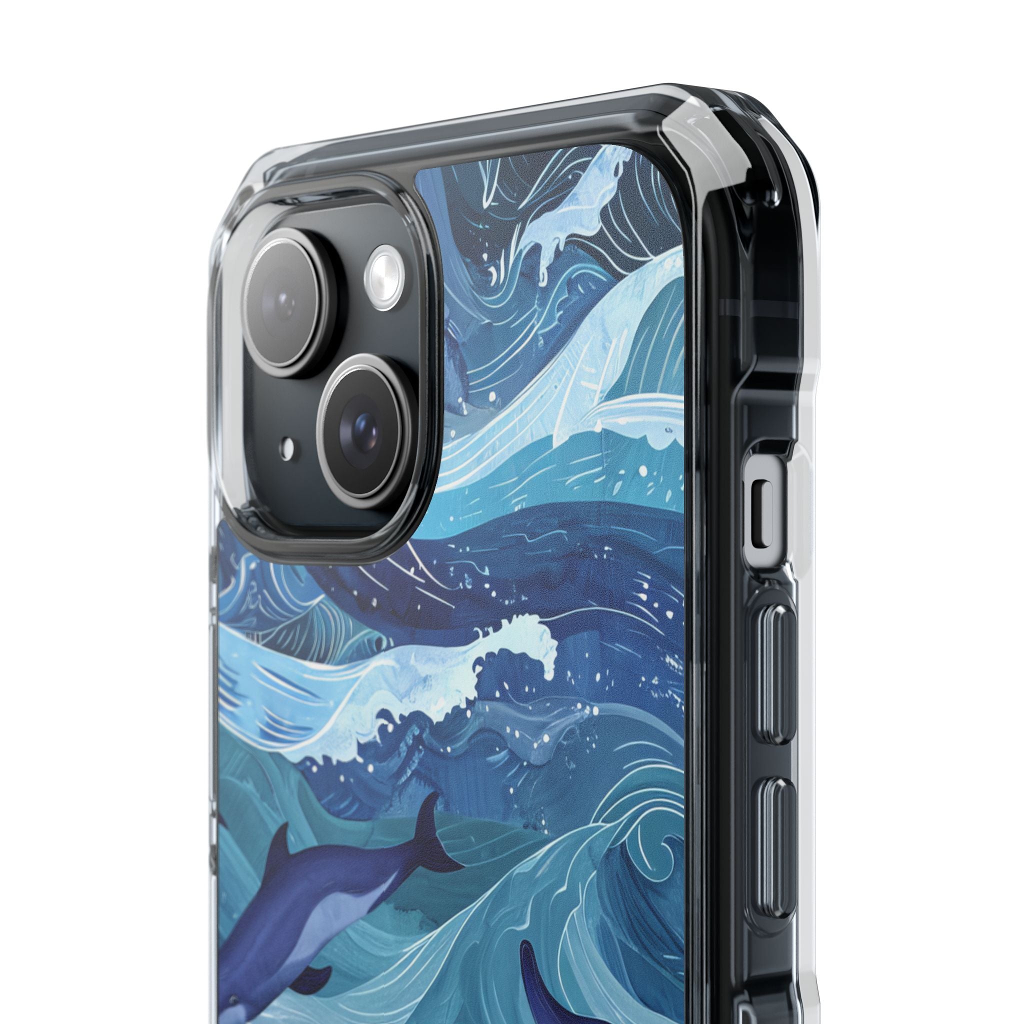 Dolphin Swirl Navy iPhone 15 Case - Impact