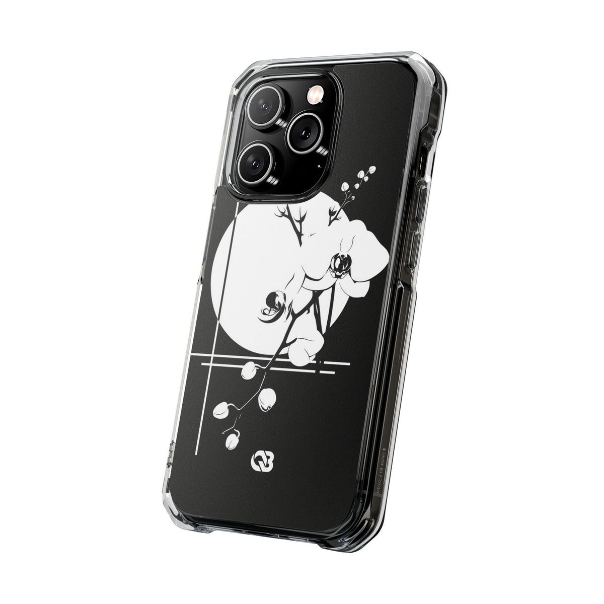Nocturne Orchid Bloom · Clear Impact Magnetic Phone Case for iPhone ·  Black