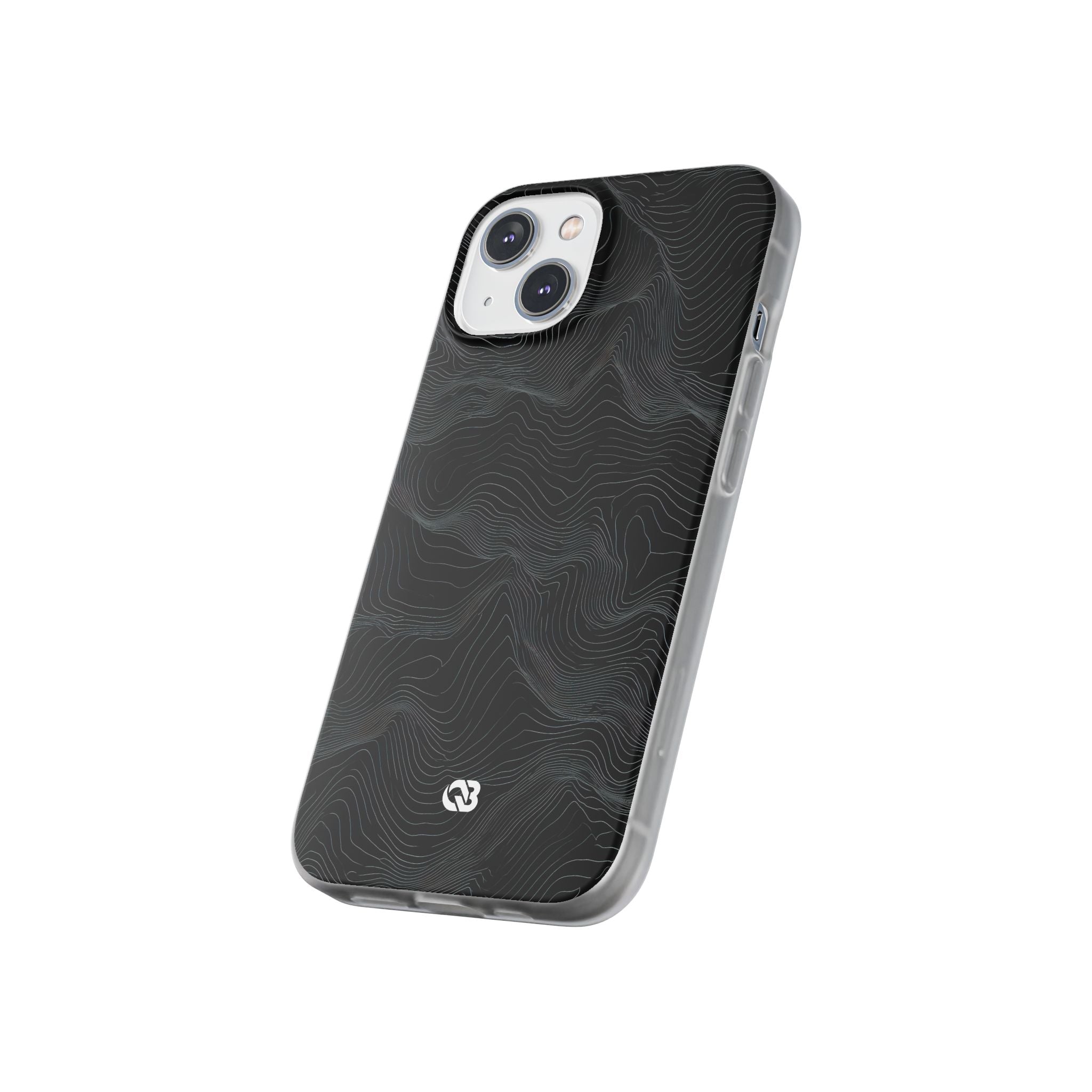 Black Lite Phone Case for iPhone - Obsidian Topo Wireframe