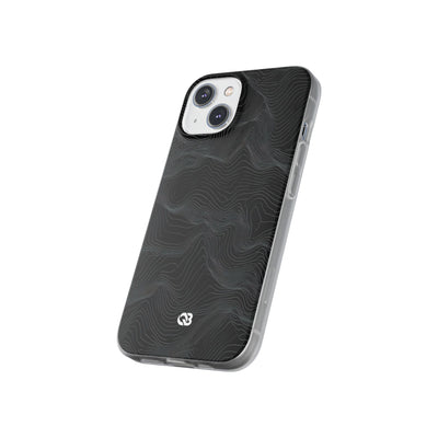 Black Lite Phone Case for iPhone - Obsidian Topo Wireframe