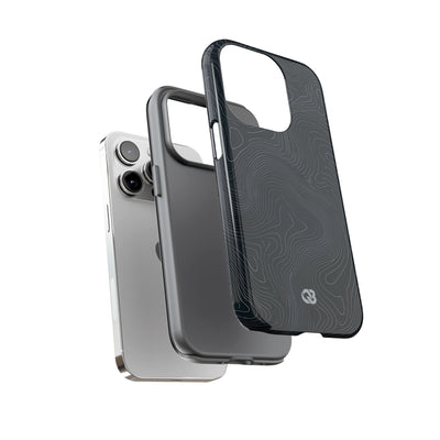 Black Tough Phone Case for iPhone - Obsidian Ridge Topo