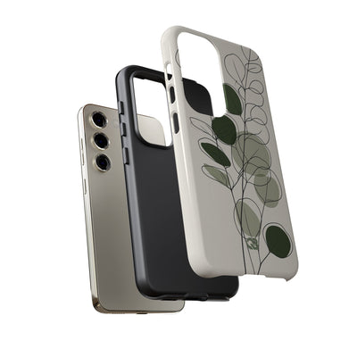 Green Tough Phone Case for Samsung - Muted Eucalyptus Sketch