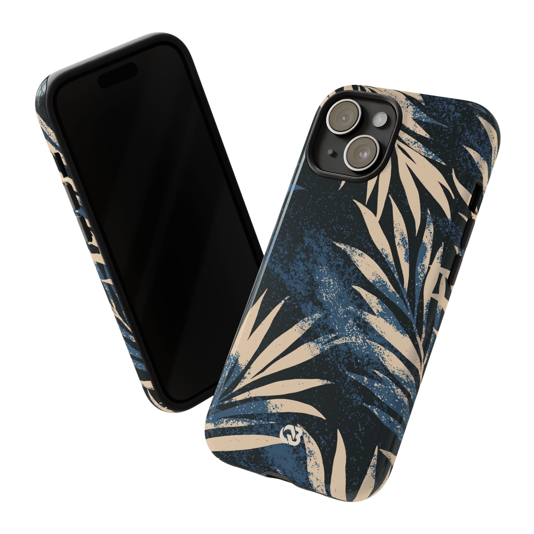 Blue Tough Phone Case for iPhone - Midnight Indigo Palm