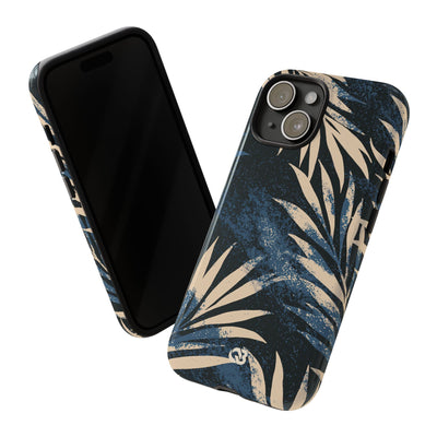 Blue Tough Phone Case for iPhone - Midnight Indigo Palm