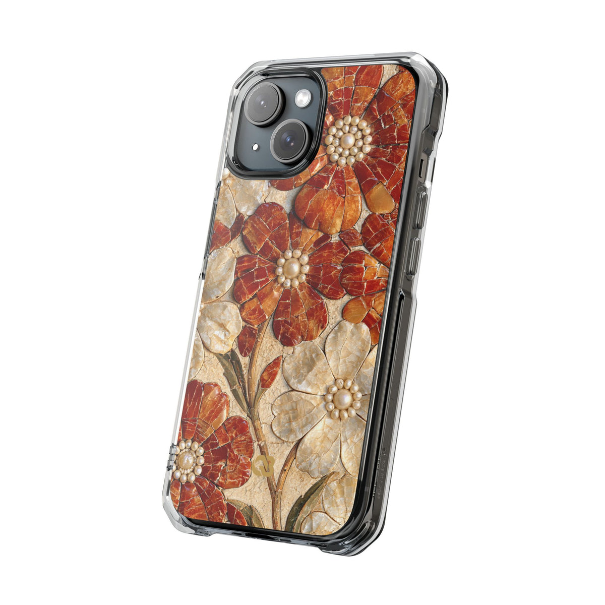 Carnelian Pearl Bloom · Clear Impact Magnetic Phone Case for iPhone · Orange