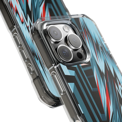 Blue Impact MagSafe Phone Case for iPhone - Glitch Peak Cyan
