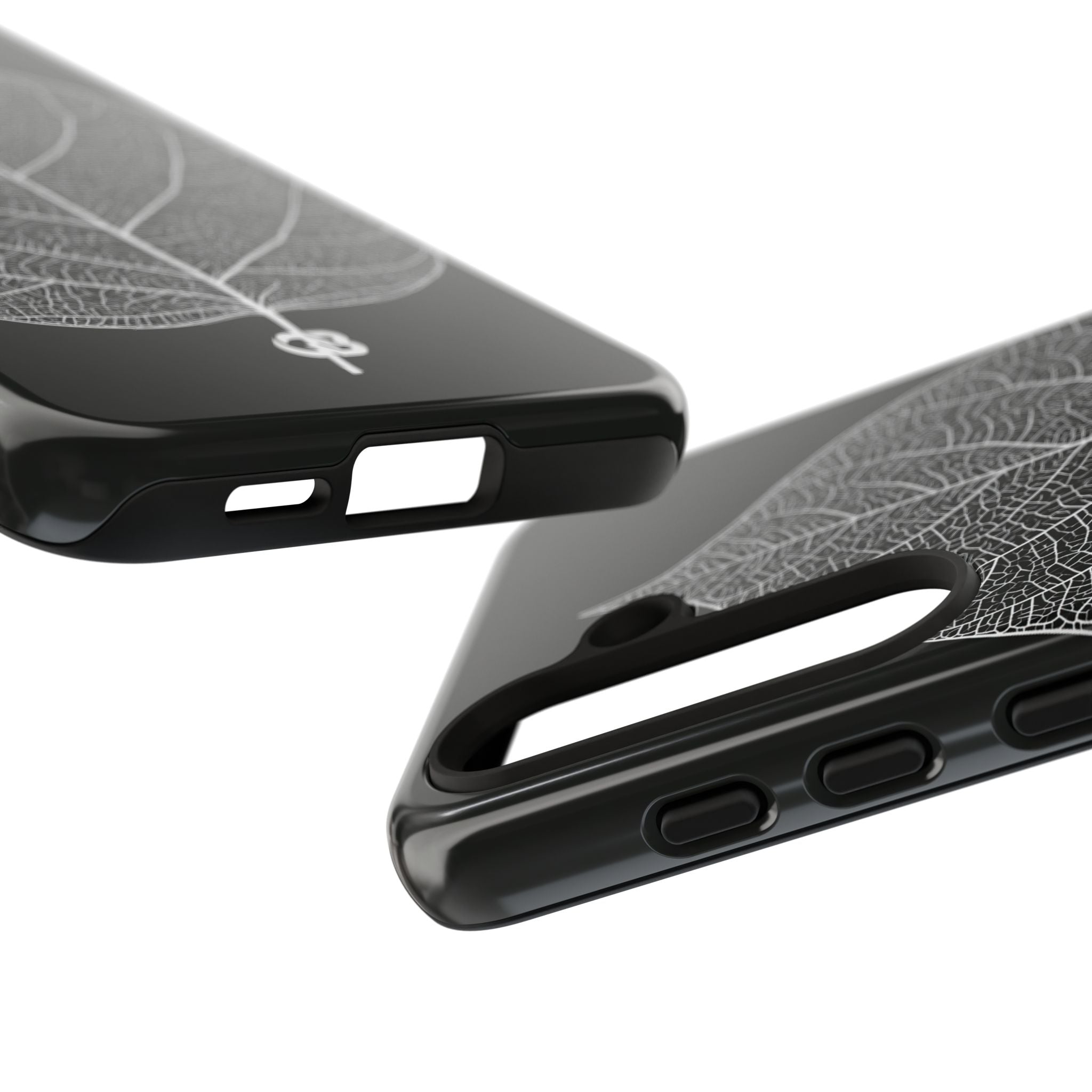 Black Tough Phone Case for Samsung - Bleached Leaf Lattice