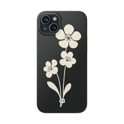 Black Lite Phone Case for iPhone - Obsidian Cream Bloom