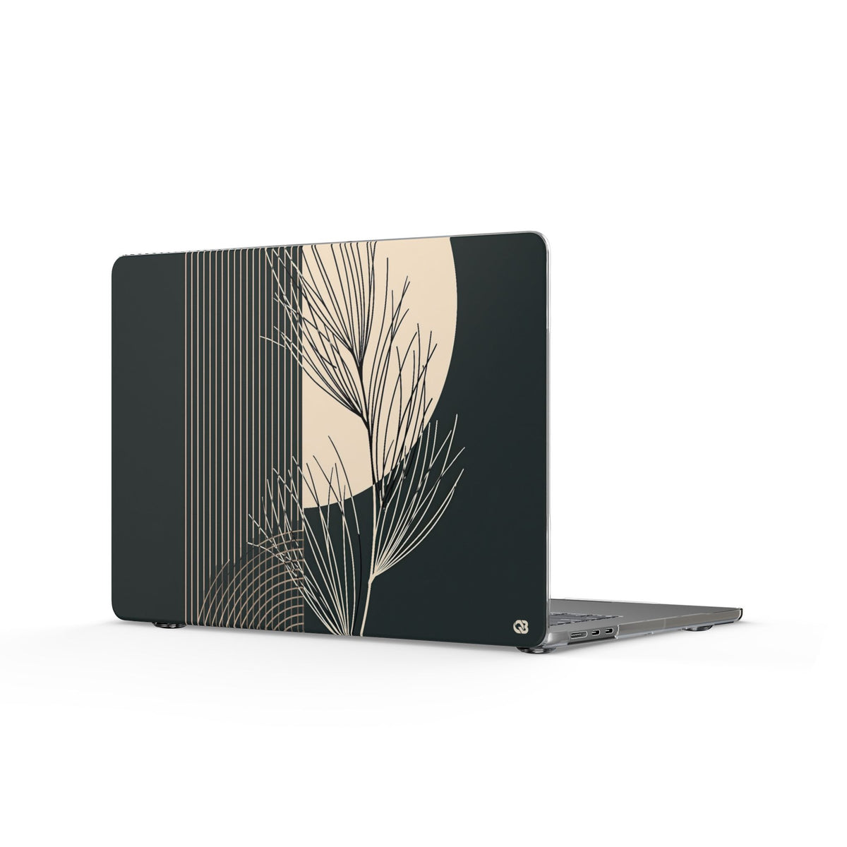 Botanical Crescent Linework · Clear Hard Case for MacBook · Green