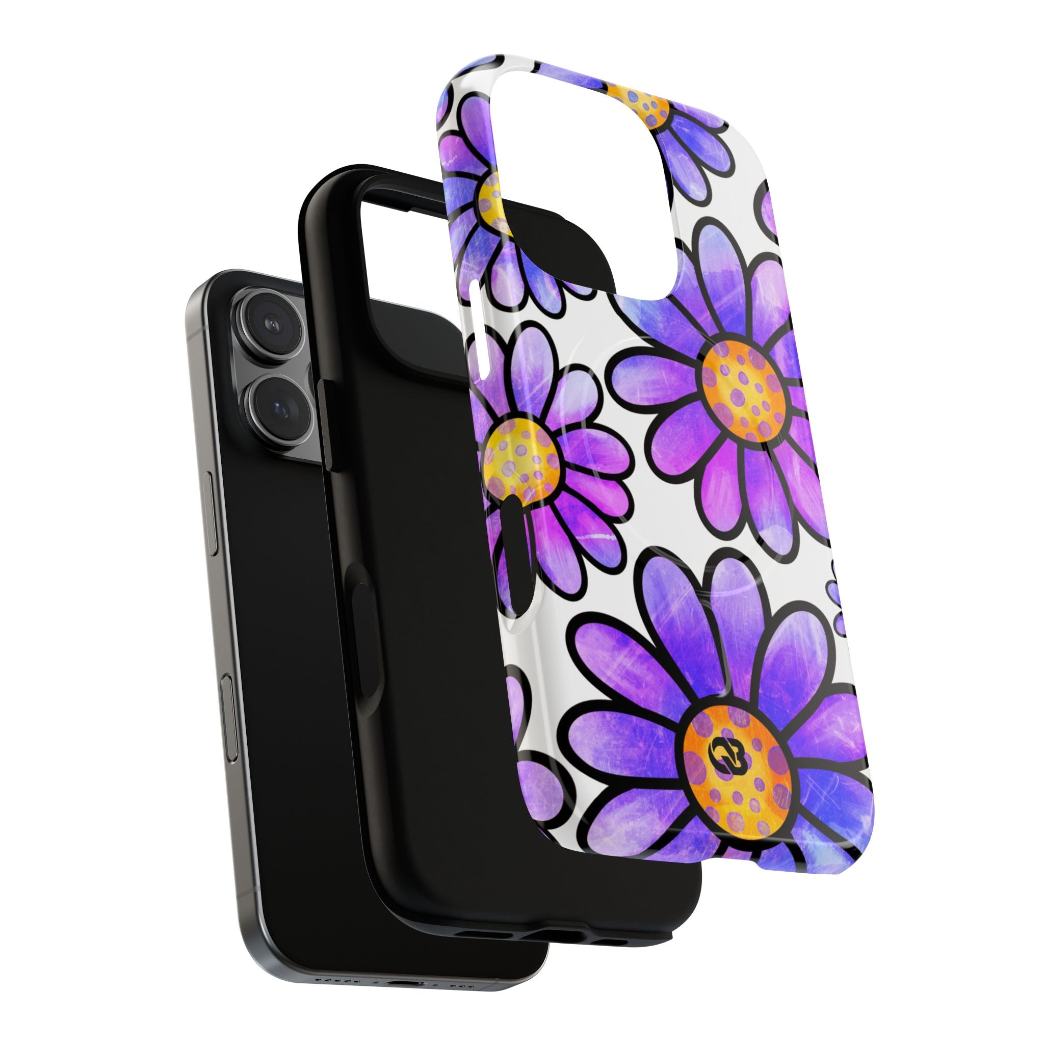 Violet Grunge Bloom · Tough+ Handyhülle für iPhone · Magsafe