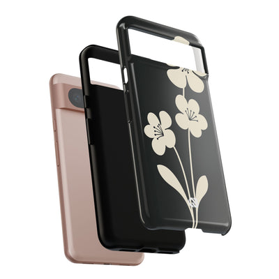 Black Tough Phone Case for Google Pixel - Obsidian Cream Bloom