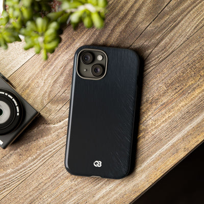 Black Tough Phone Case for iPhone - Midnight Brushed Grain