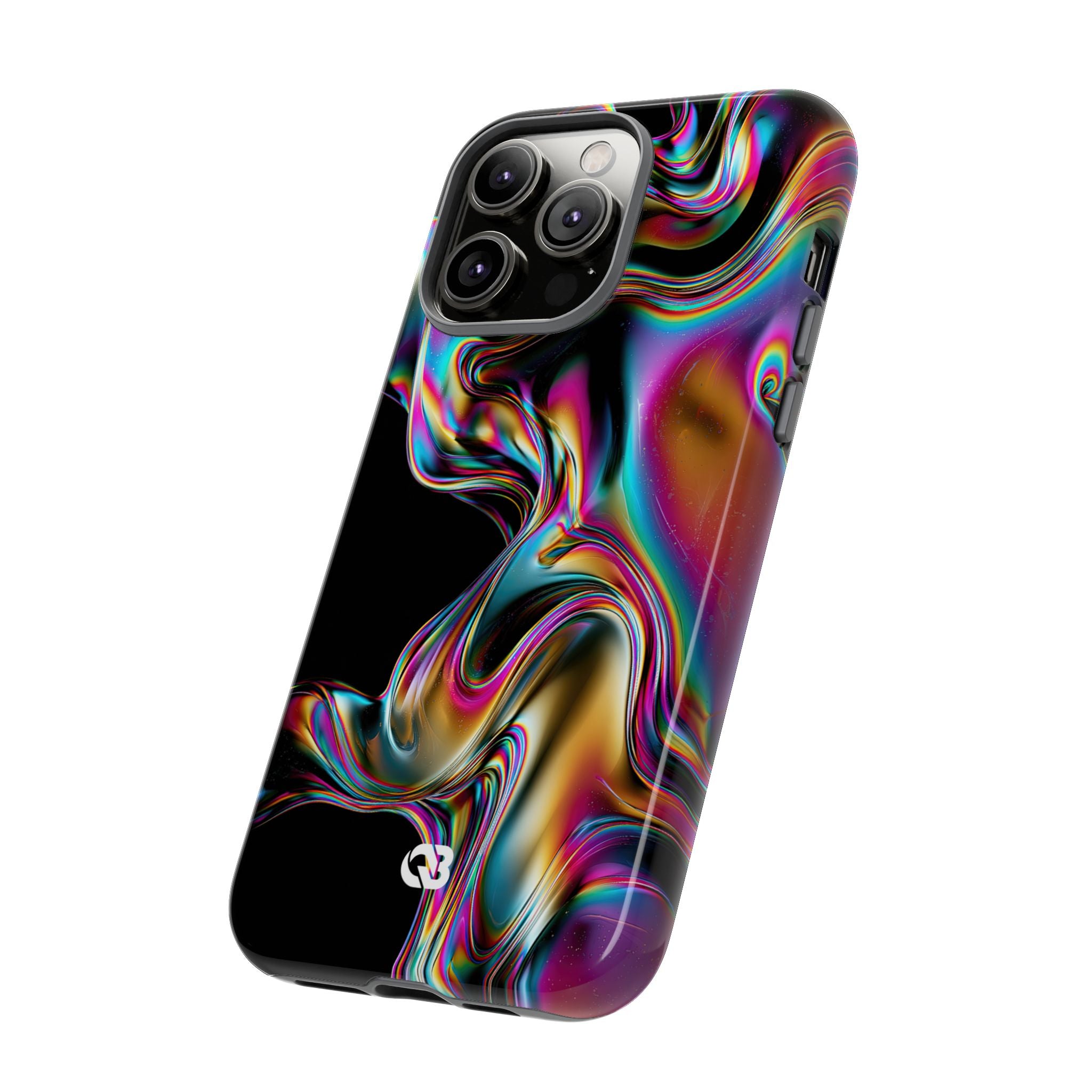 Purple Tough Phone Case for iPhone - Liquid Neon Chrome