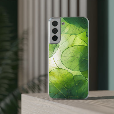 Emerald Leaf Veins · Soft Phone Case for Samsung