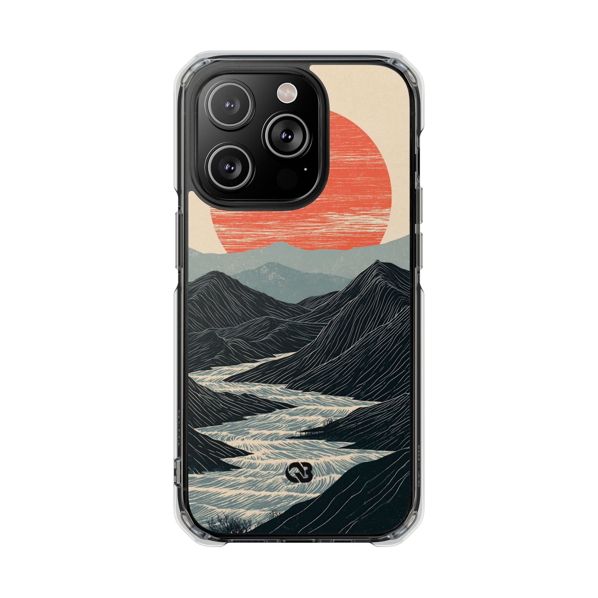 Beige Impact MagSafe Phone Case for iPhone - Crimson Ridge Flow