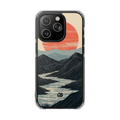 Beige Impact MagSafe Phone Case for iPhone - Crimson Ridge Flow