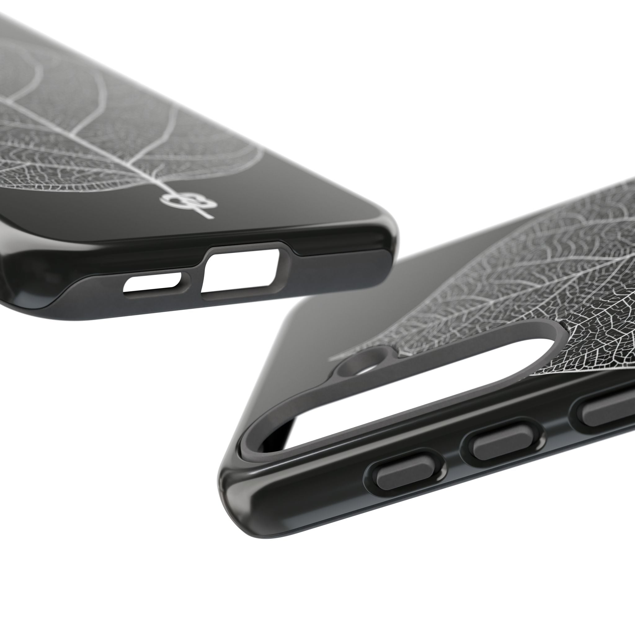 Black Tough Phone Case for Samsung - Bleached Leaf Lattice
