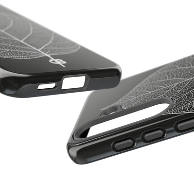 Black Tough Phone Case for Samsung - Bleached Leaf Lattice