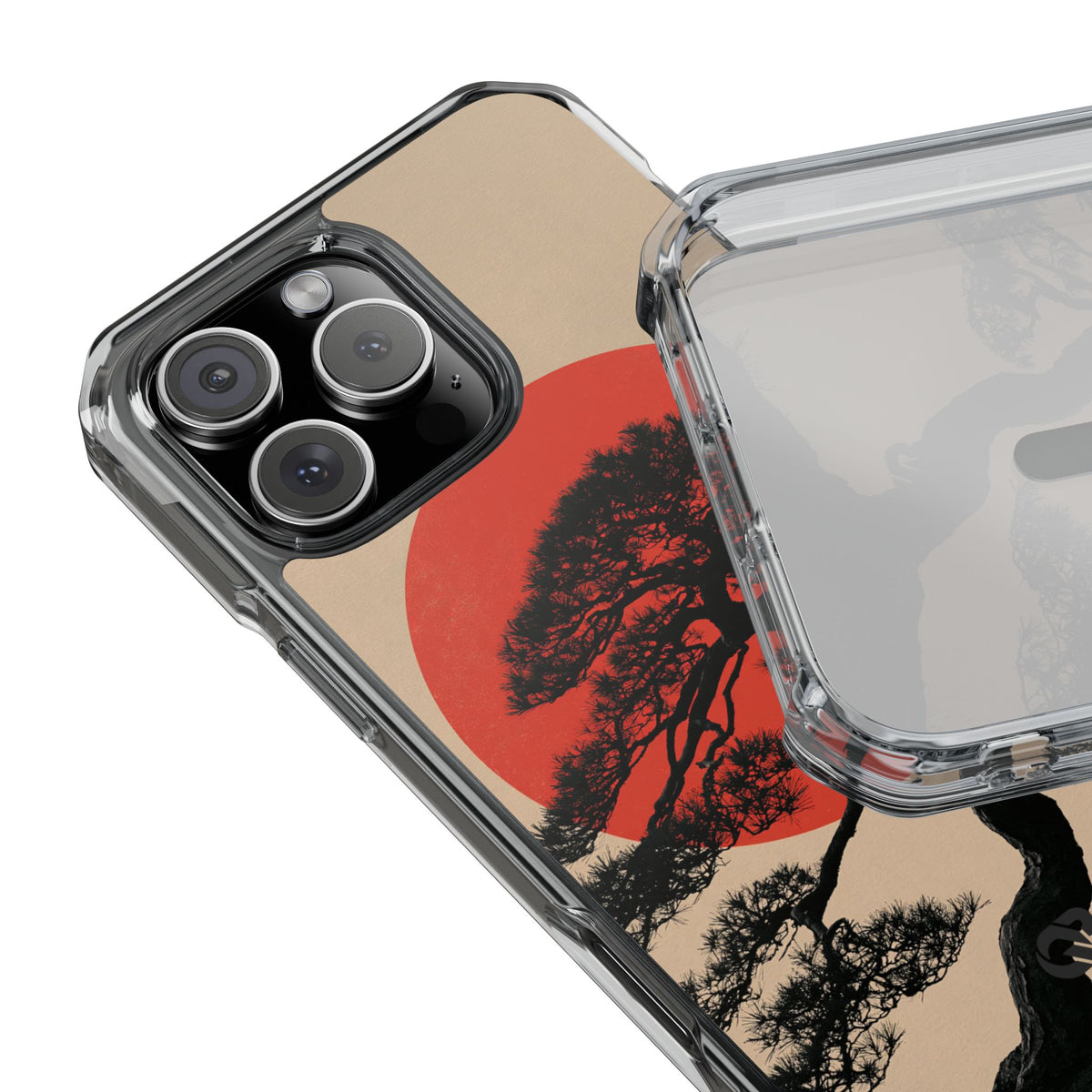 Crimson Pine Solitude · Clear Impact Magnetic Phone Case for iPhone · Beige