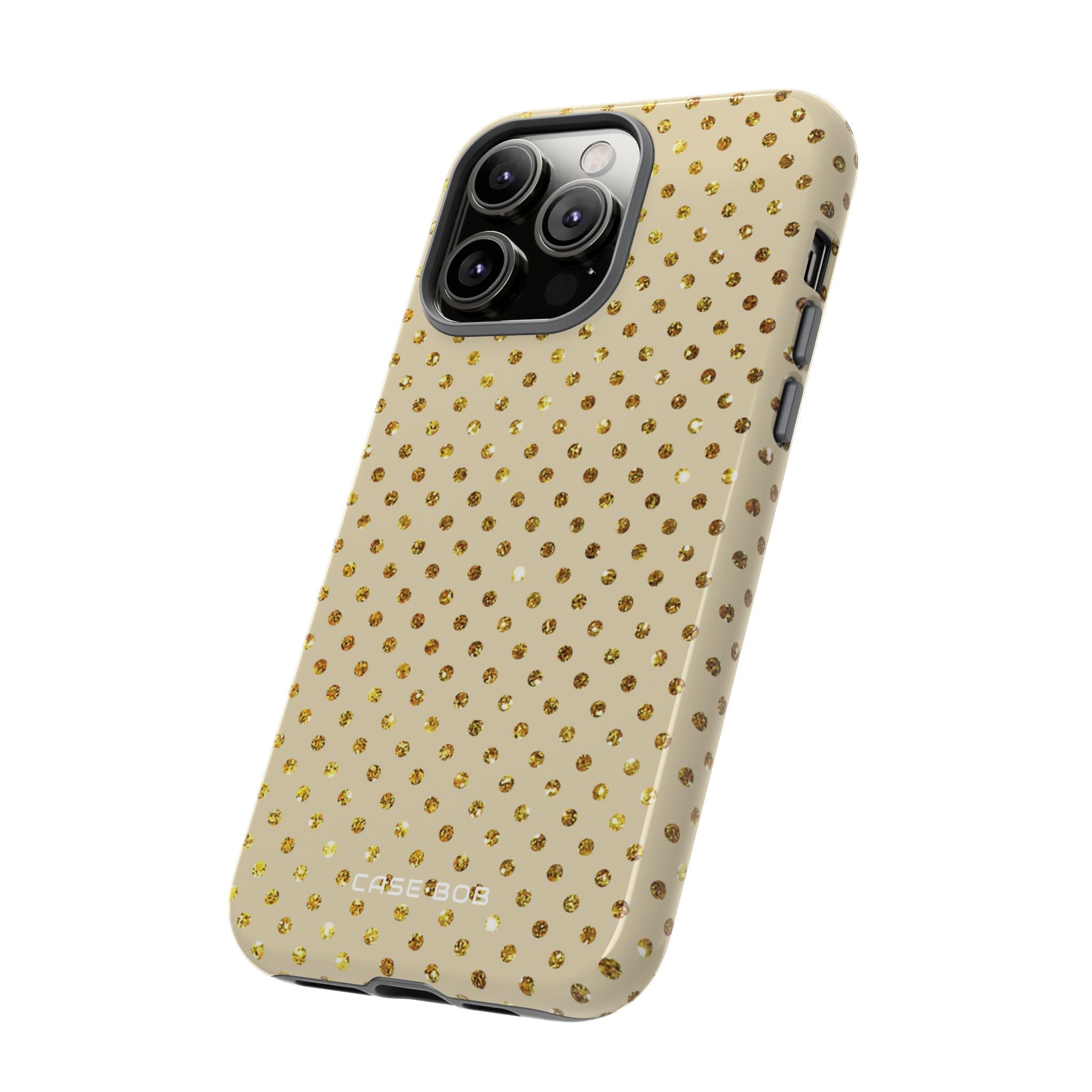 Gold Sparkle Grid iPhone 14 Pro Max Case - Tough