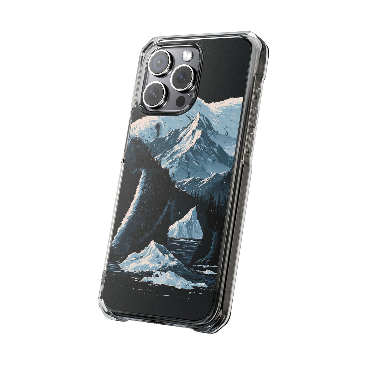 Nordic Arctic Bear · Clear Impact Magnetic Phone Case for iPhone · Black