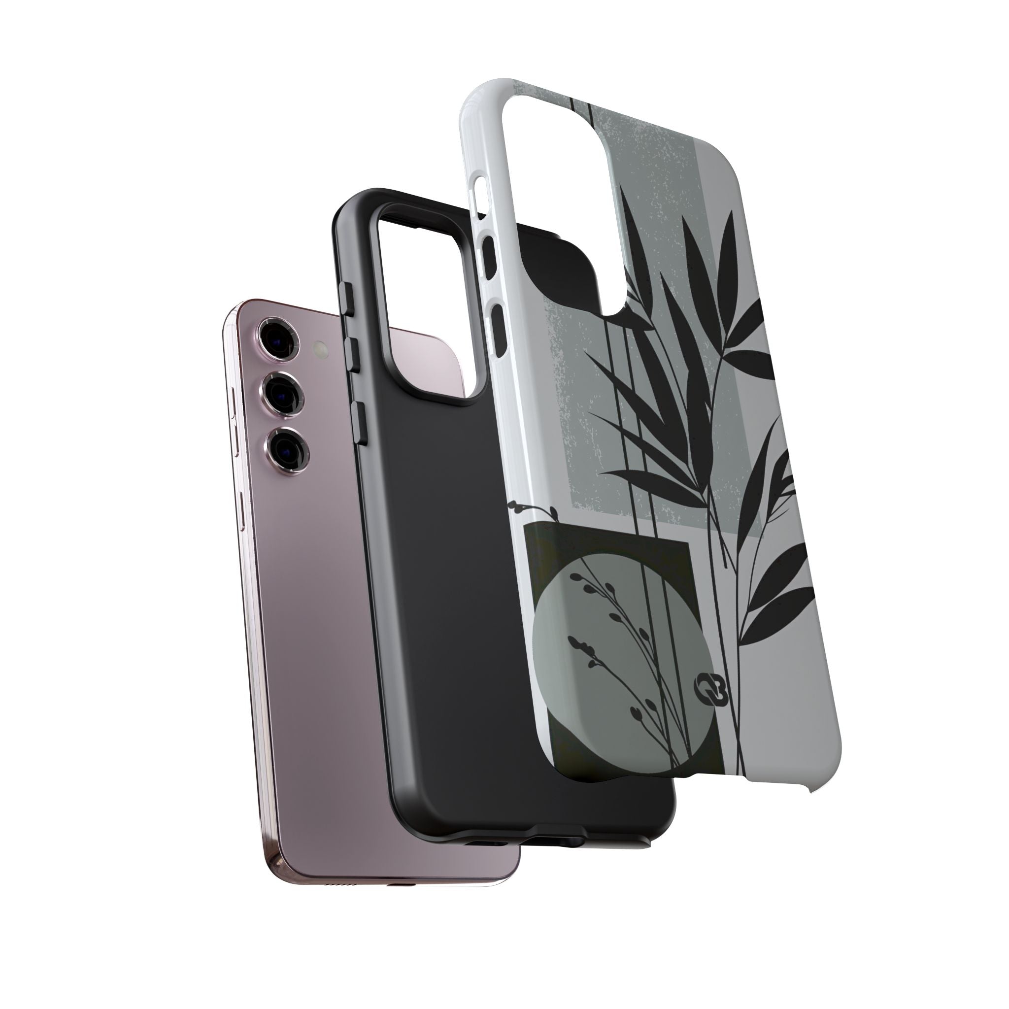 Grey Tough Phone Case for Samsung - Sage Bamboo Noir