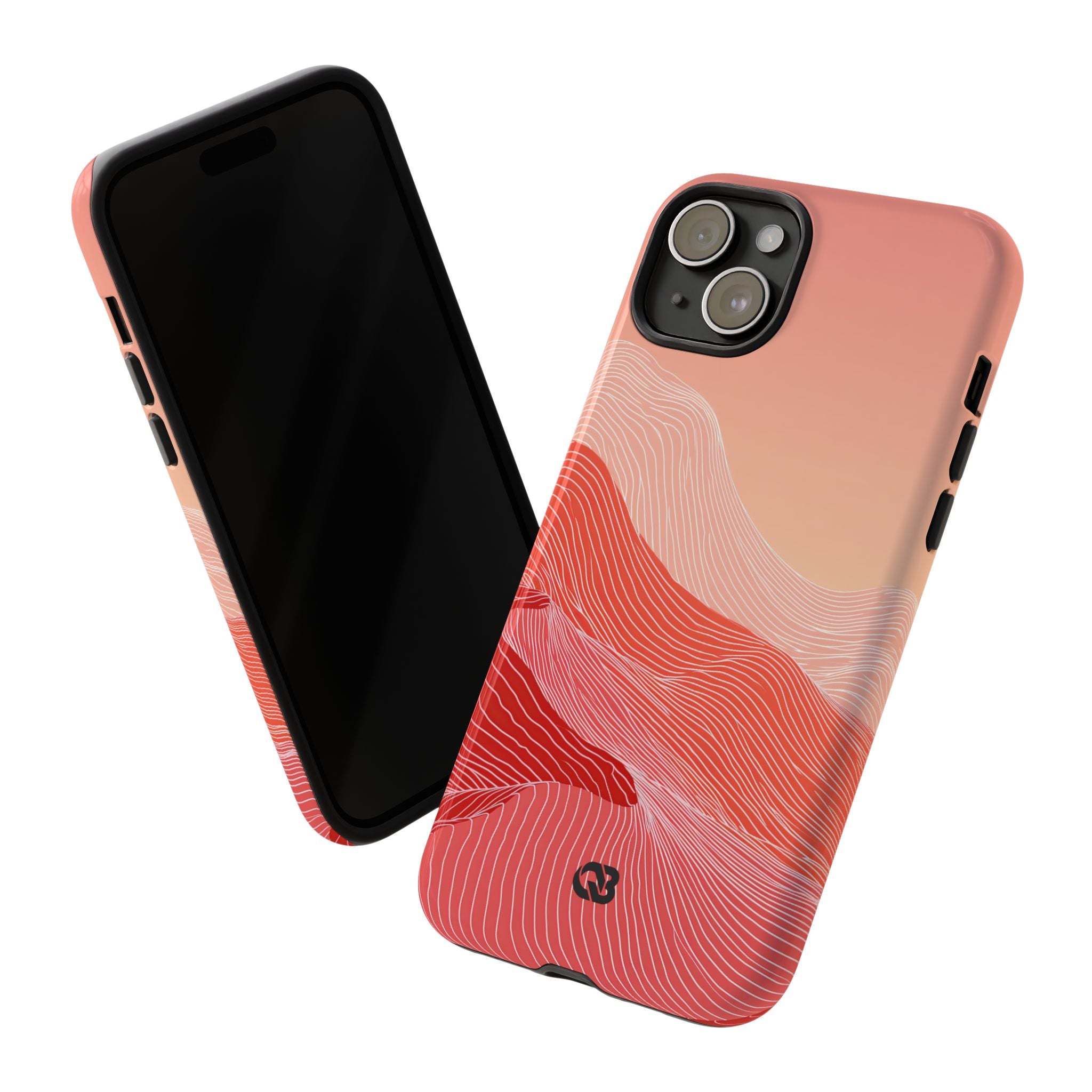 Red Tough Phone Case for iPhone - Crimson Ridge Contour