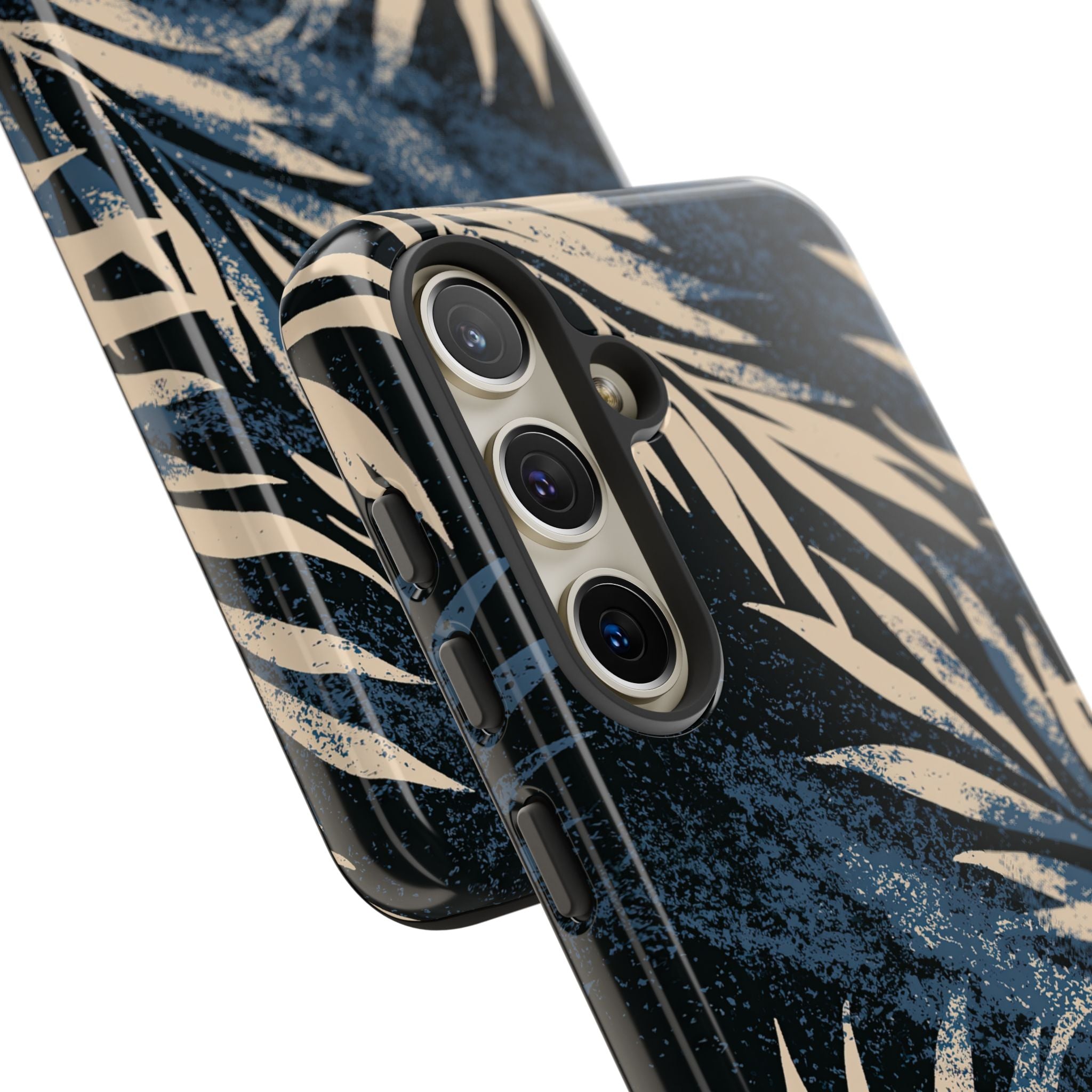 Blue Tough Phone Case for Samsung - Midnight Indigo Palm