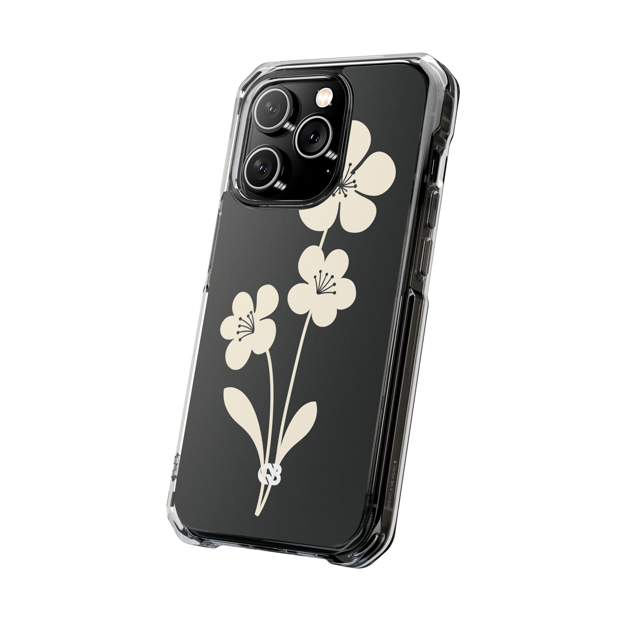 Black Impact MagSafe Phone Case for iPhone - Obsidian Cream Bloom