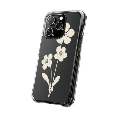 Black Impact MagSafe Phone Case for iPhone - Obsidian Cream Bloom