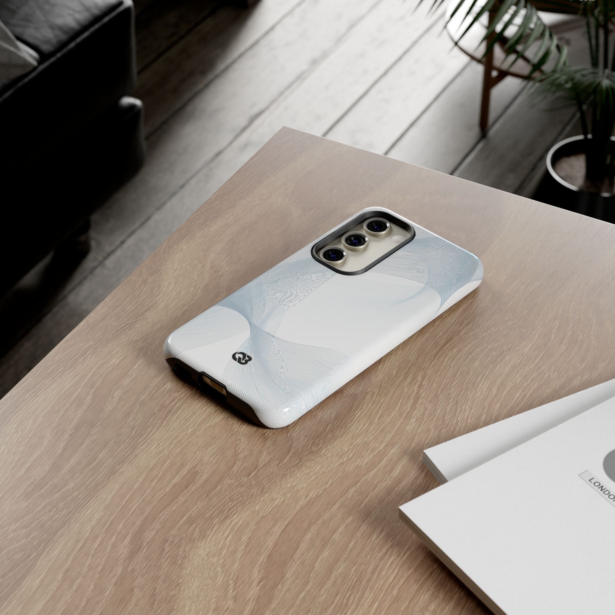 White Tough Phone Case for Samsung - Arctic Line Current