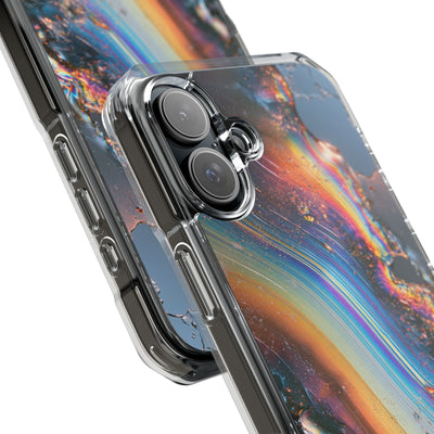 Prismatic Aura Flow · Clear Impact Magnetic Phone Case for iPhone · Blue