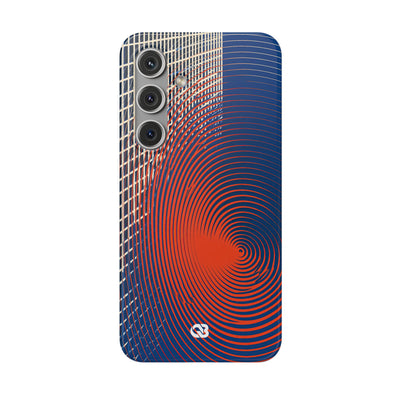 Blue Lite Phone Case for Samsung - Orange Orbit Grid
