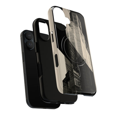 Beige Tough 2.0 Magsafe Phone Case for iPhone - Monolith Urban Grid