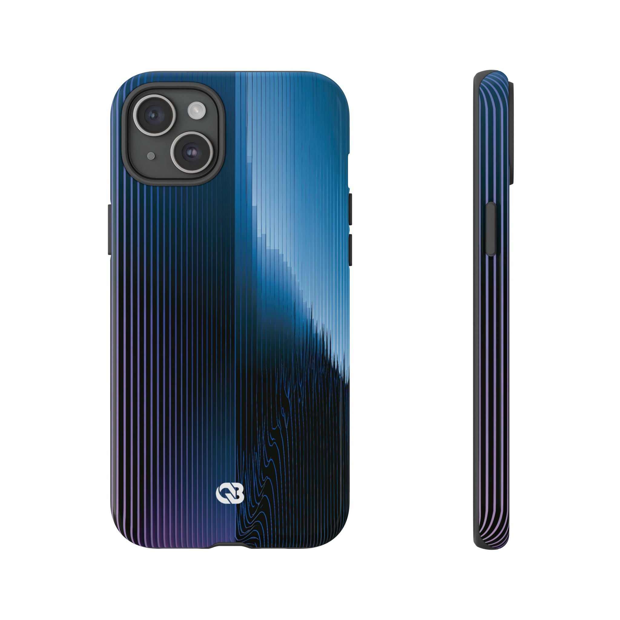Blue Tough Phone Case for iPhone - Indigo Distortion Wave