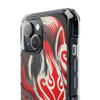 Crimson Kitsune Spirit · Clear Impact Magnetic Phone Case for iPhone · Red