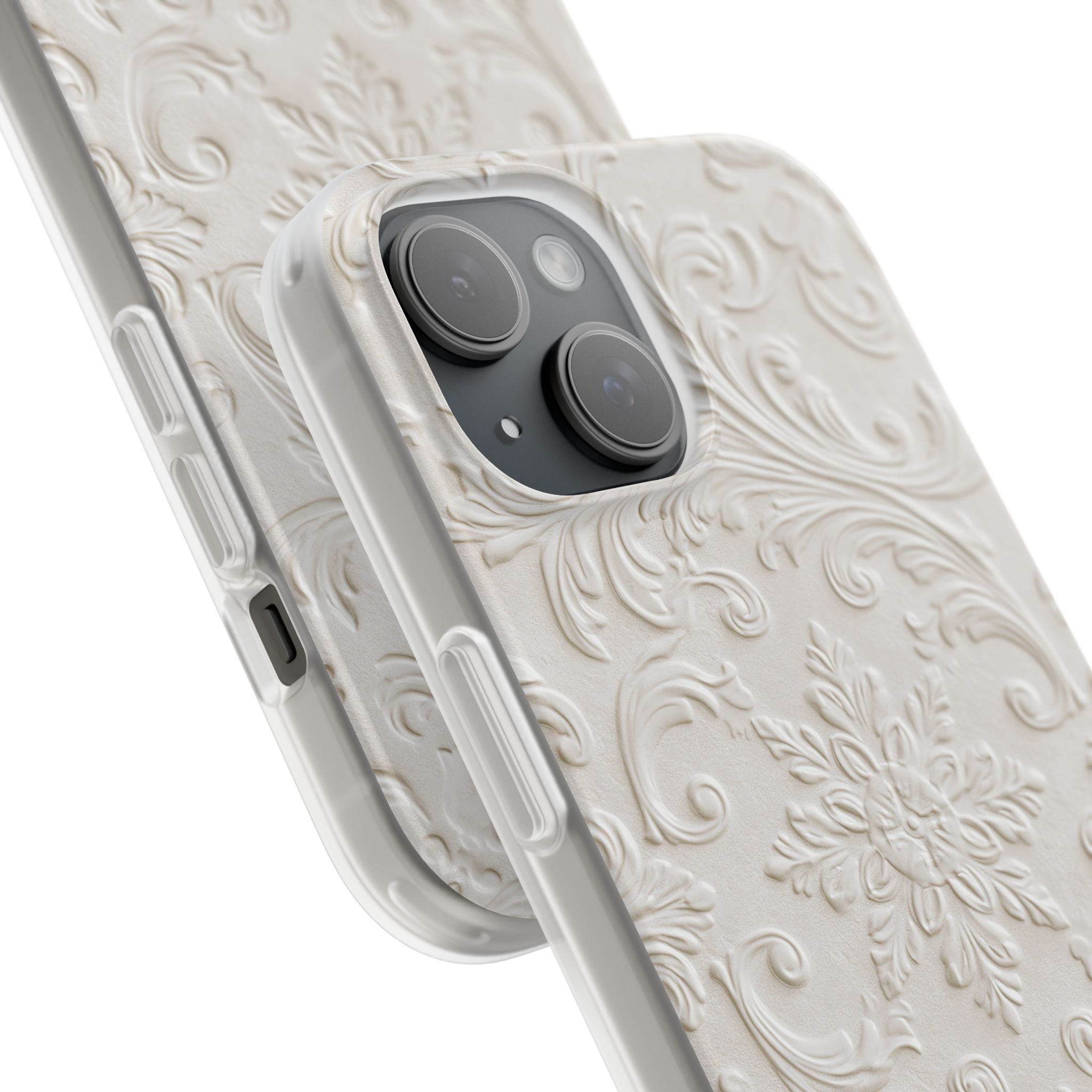 White Lite Phone Case for iPhone - Alabaster Floral Relief