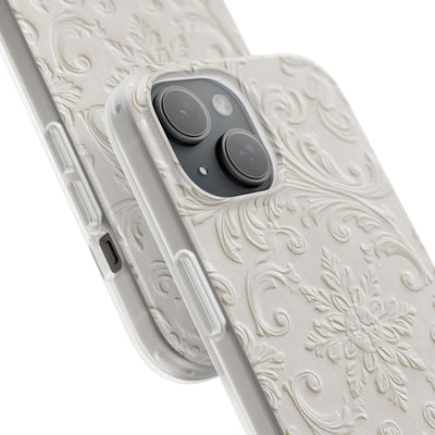 White Lite Phone Case for iPhone - Alabaster Floral Relief