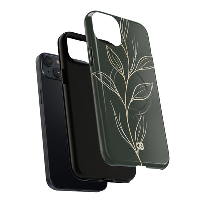 Minimal Botanical Stem · Tough 2.0 Magnetic Phone Case for iPhone · Green