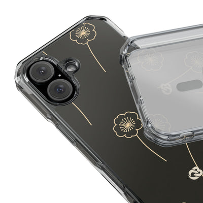 Black Impact MagSafe Phone Case for iPhone - Obsidian Sand Petals